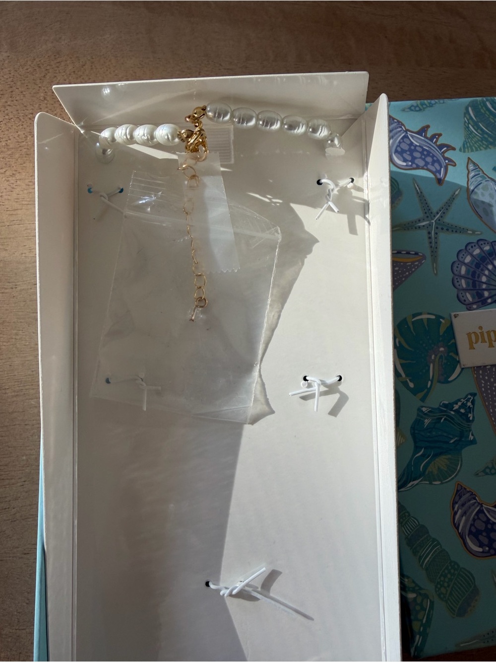 Piper·k Pearl Shell Charm Necklace in White and Gold - Picture 8 of 13